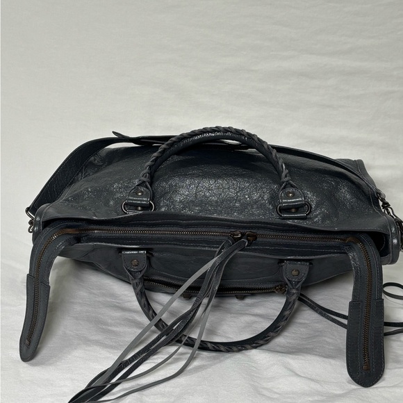 BALENCIAGA The City bag 2way Handbag Leather Gray 115748 Y2K Editors Authentic - Picture 4 of 15